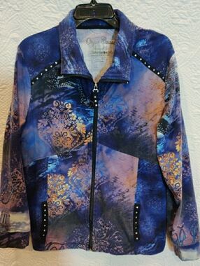 Onque  Casuals Paris Eiffel Tower Theme Womens Zip Up Jacket Size XL